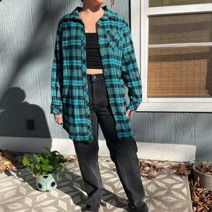 Horsegirl Flannel Blue and Black Embroidered Horse Medium 100% Cotton